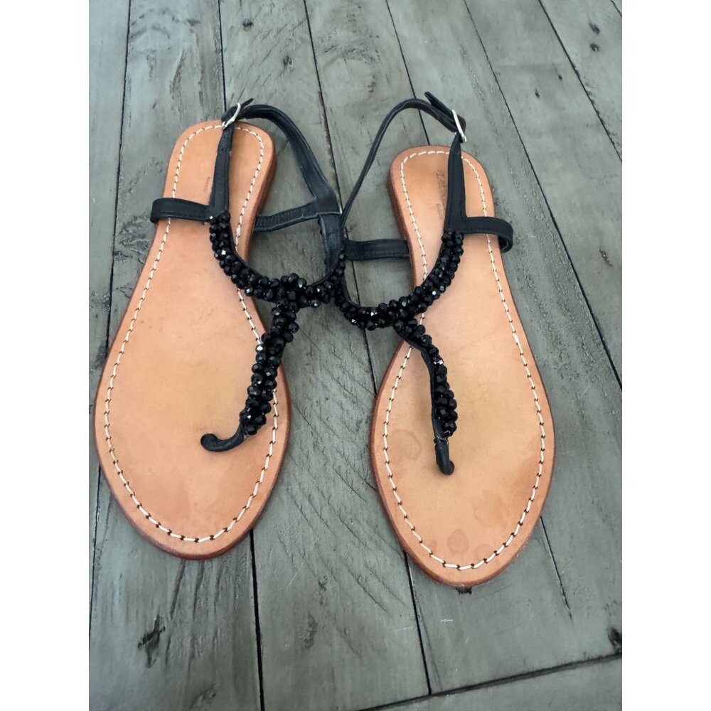 Laurent Effel Leather Beaded Thong Sandals Size 36 6